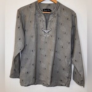 Women's Gray Embroidered Tunic Top